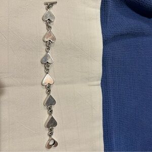 Sterling Silver Hearts Toggle Bracelet
